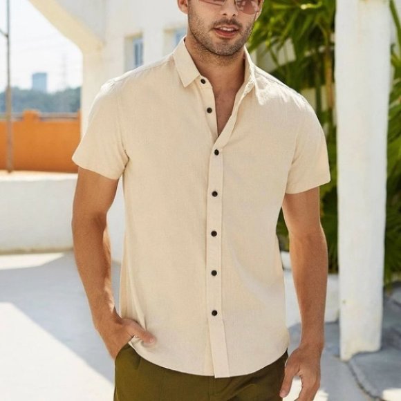 Other - Casual Apricot Summer Men's Solid Shirt